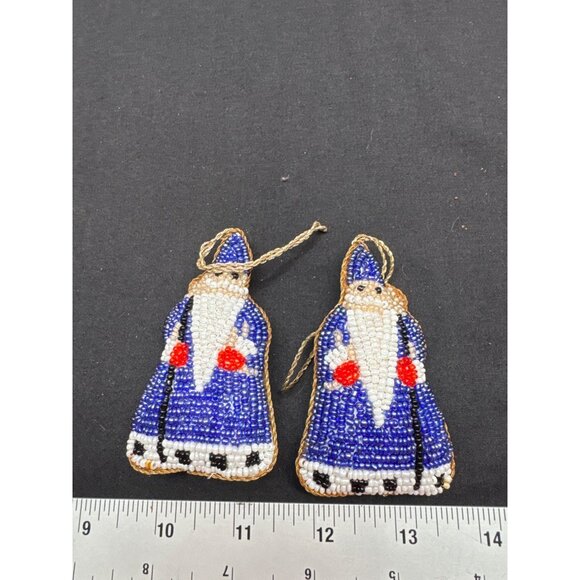 Handcrafted St Nicholas Parvex A Warsi Glass Beaded Santa Claus Ornaments Set 8 - Picture 11 of 12